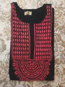 Black Embroidered Short Kurti