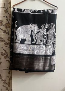 New Black And White Kalamkari Saree