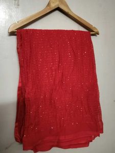 Red Embellished Saree With Blouse