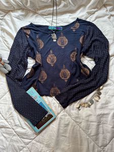 Casual Navy Blue Top