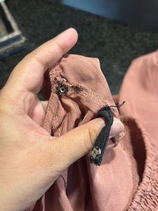 Dusty Rose Square-Neck Buttoned Crop Top