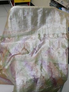 Cream Zardosi Work Saree