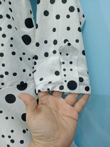 Black Dot Print Dress 34size