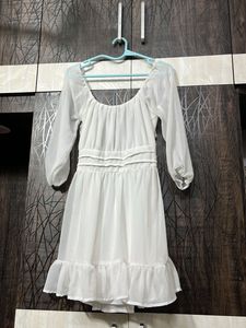 Cute Fit N Flare Backless White Dress