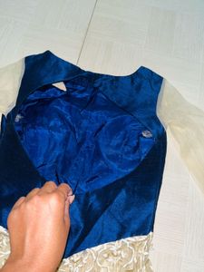 Elegant Navy &amp; Gold Embellished Gown