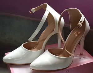 Chic White Heels with Ankle Strap