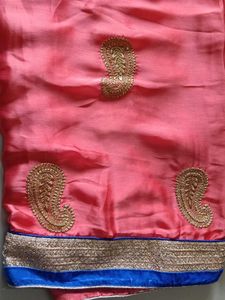 Peach Embroidered Saree