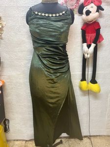 Green Draped Evening Dress