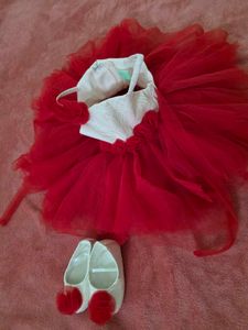 Red White Party Dress With Matching Shoes