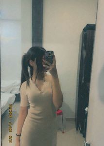 Beige Bodycon Mini Dress