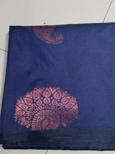 Navy Blue border less Saree