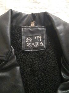 Zara Black Faux Leather Biker Jacket