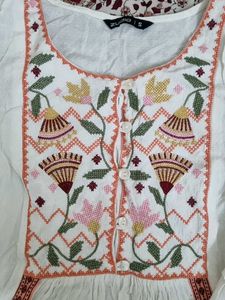 Embroidered White Tunic Top