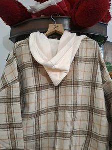 Beige Plaid Hoodie