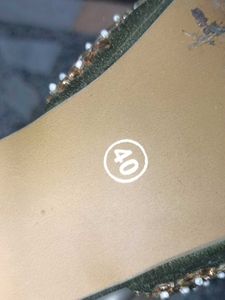 Elegant Green And Gold Heels