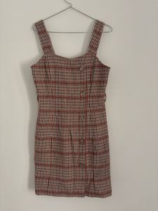 Korean Plaid Button-Front Mini Dress