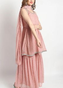 Pink Printed Sharara Set with dupatta