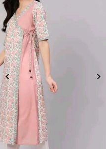 Elegant Pink Floral Printed Wrap Kurti - Fits Bust