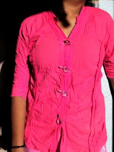 Pink Top with Unique Buttons