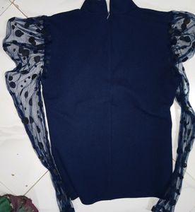 Dark Blue Top With Designer Slives