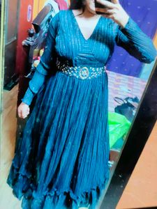 Teal Embellished Maxi Dress