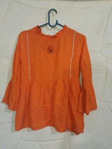 Orange Bell Sleeve Top