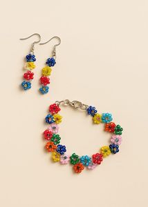 made with love Flower Beaded Jewelry Set