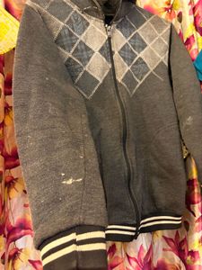 Gray Argyle Zip-Up Jacket