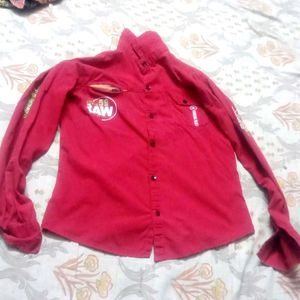 Red Long Sleeve Button Down