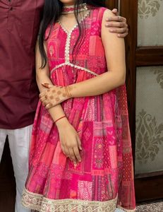 Pink Printed Kurta Plazo Set