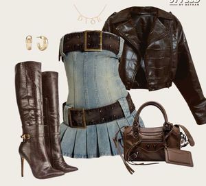 y2k vintage denim belted mini dress🤩