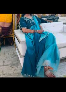 Blue Embellished Saree