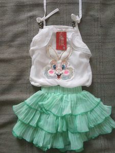 Girls White Turquoise Blue Dress