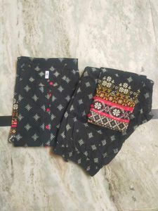 AKS Black And OFF White Printed Kurta Set