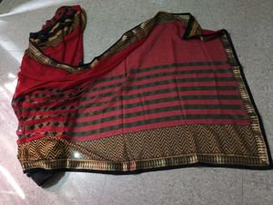 Elegant Red &amp; Black Saree