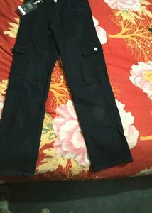New With Tag Dark Black Wide Leg Jeans