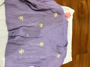 Cute Floral Lavender Cardigan