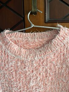 Pink CONSA Pullover With Shredded Wool