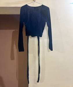Chic Black Velvet Tie-Up Top