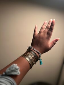 Vintage Rustic Brass Kada- Floral Motifs Adjustable Bracelet