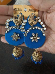 Blue Jhumka Earrings