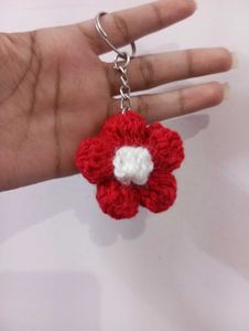 Handmade Crochet Flower Keychain