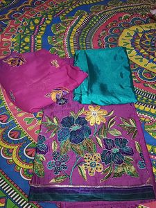 New Suit  Material Purple Nd Green Colour