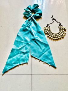 Combo set - Scrunchie with Pearl Detail and a Pear