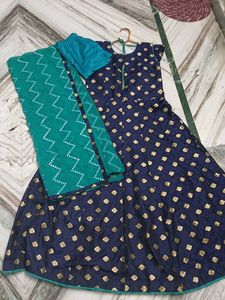 Navy & Gold Anarkali Suit Set