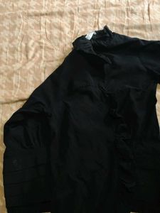 Black Ruffle Detail Top
