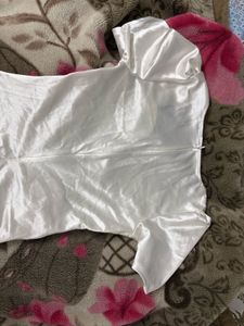 White Satin Mini Dress free size