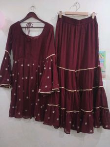 Beautiful partywear Maroon sharara Set
