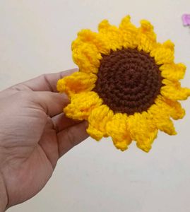 Crochet Sunflower 🌻 Hair Clip