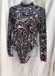 141511. Swirl Print Long Sleeve Bodysuit